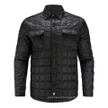 Men Recycled Jacket Rpet Jacket Recycled 400T Polyester 3 Layer Quilted Shirt Jacket with Shirt Collar and Sleeves